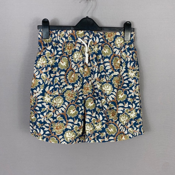 Slate and Stone Mens swimsuit Swim Trunks in Navy Leaves Branches Size S… - Picture 1 of 9